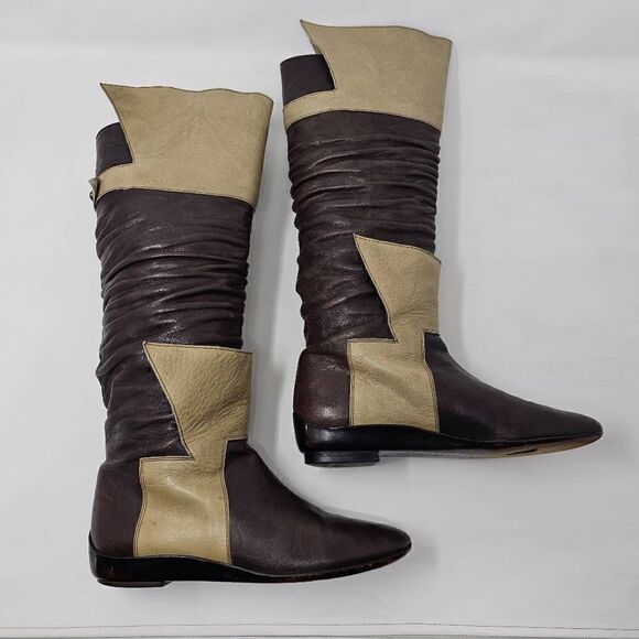 EL VAQUERO BROWN TAN LEATHER WESTERN KNEE HIGH BOOTS 15" WOMENS US 6 EU 36 - Picture 10 of 12